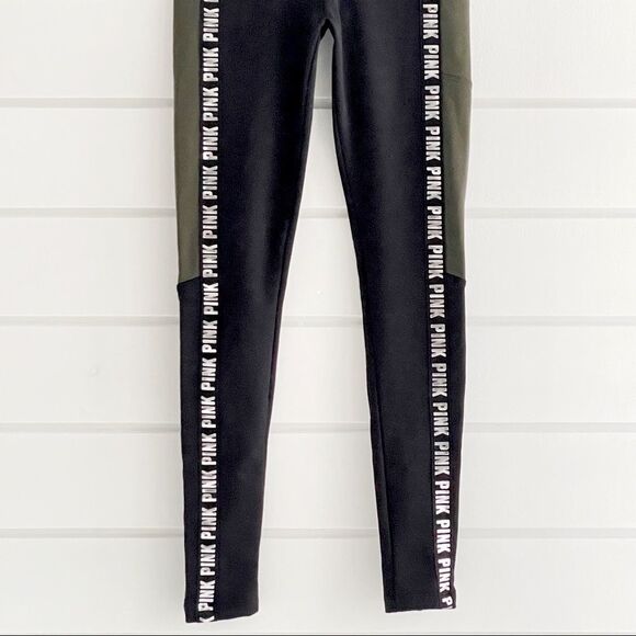 Victoria’s Secret PINK Cozy Ultimate Fleece Lined Olive Yoga Pocket Leggings NWT - Picture 7 of 13